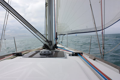 Genoa on a Dufour 34 Perfomance under sail on Start Yachting course