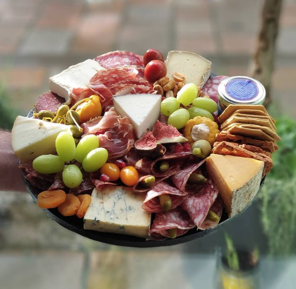 Charcuterie and Cheese Platter served aboard a Go-Sail.je private charter