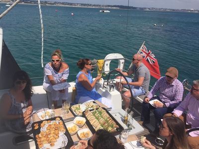 Buffet lunch served aboard on private charter in Jersey