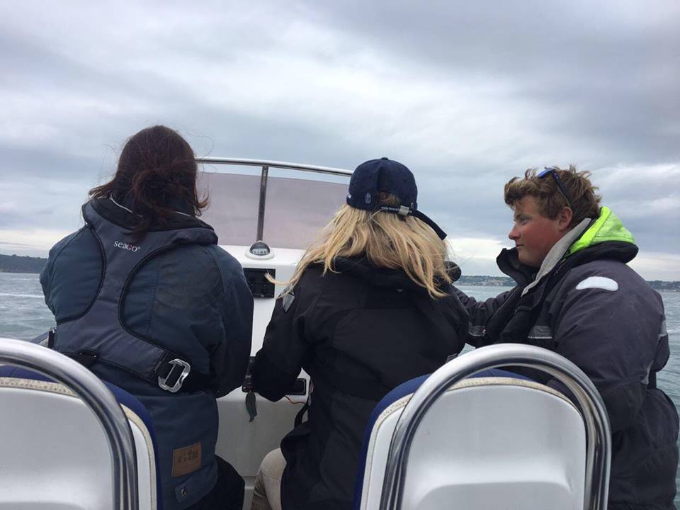 Students receiving powerboat tuition on a RIB in Jersey