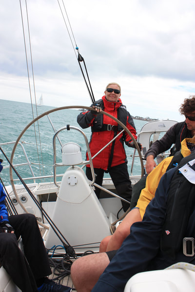 Helming a Dufour 34 Performance around Jersey on a RYA Day Skipper course